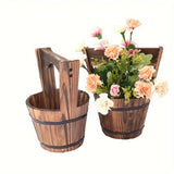 NordicWood | Plantekasse Vintage - Træ Bucket med Håndtag