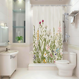 ScandiBloom | Badeforhæng Skandinavisk - Blomsterdesign Vaskbar