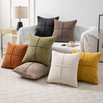 Neutralt pudebetræk med syning i mikrofiber på sofa