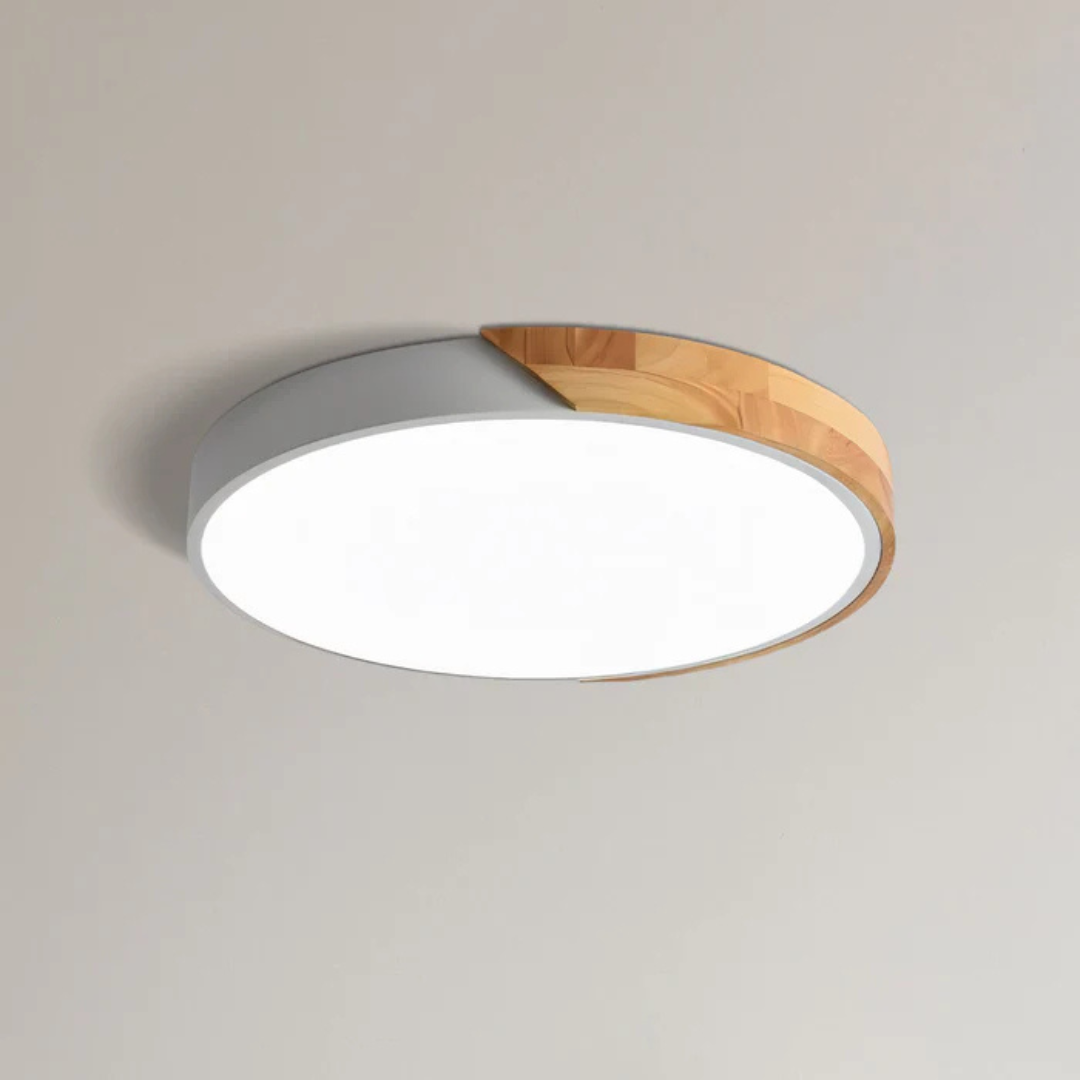 Skandinavisk Træ LED Loftlampe – Moderne Flush Mount Design til Hyggelig Stemning