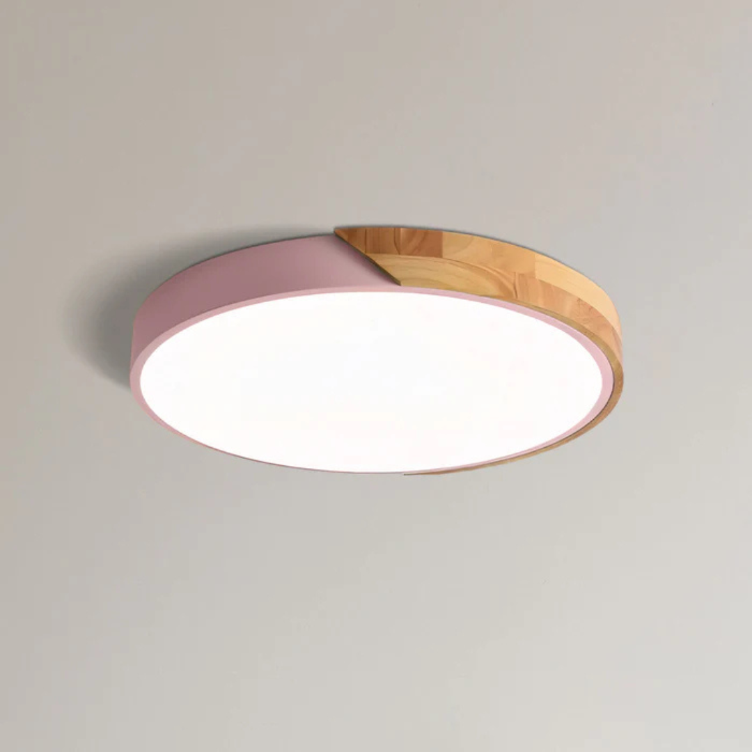 Skandinavisk Træ LED Loftlampe – Moderne Flush Mount Design til Hyggelig Stemning