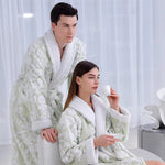 Luksuriøs badekåbe i jacquard med koralfleece til par