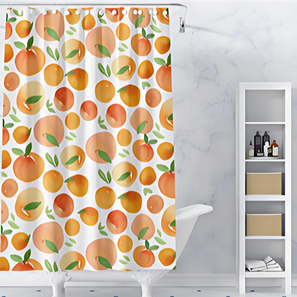 SunnyCitrus | Badeforhæng Moderne - Appelsinmønster Vaskbar