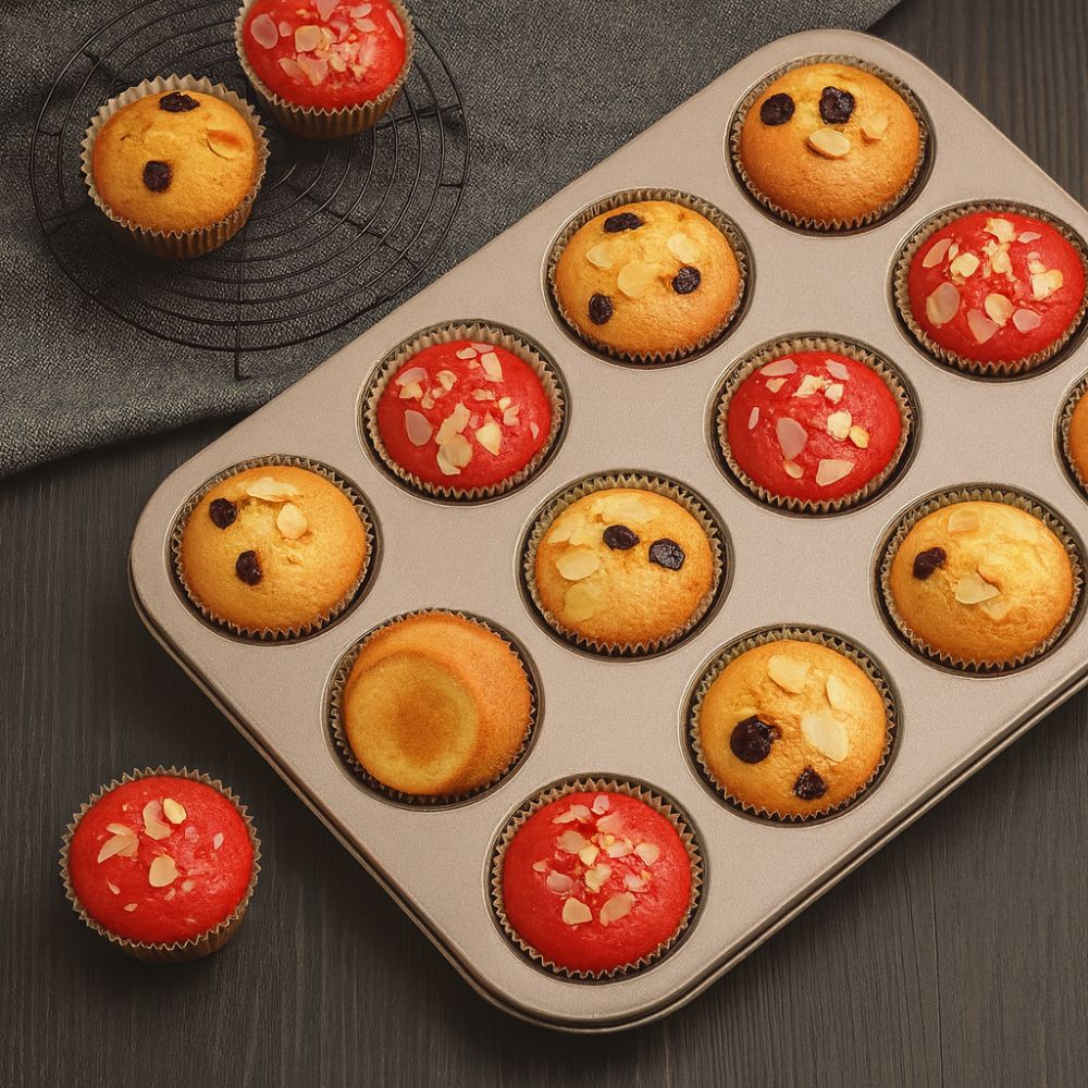 Muffinform i kulstål med slip-let belægning til små kager og bløde kager