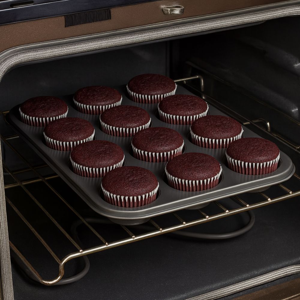 Muffinform i kulstål med slip-let belægning til små kager og bløde kager