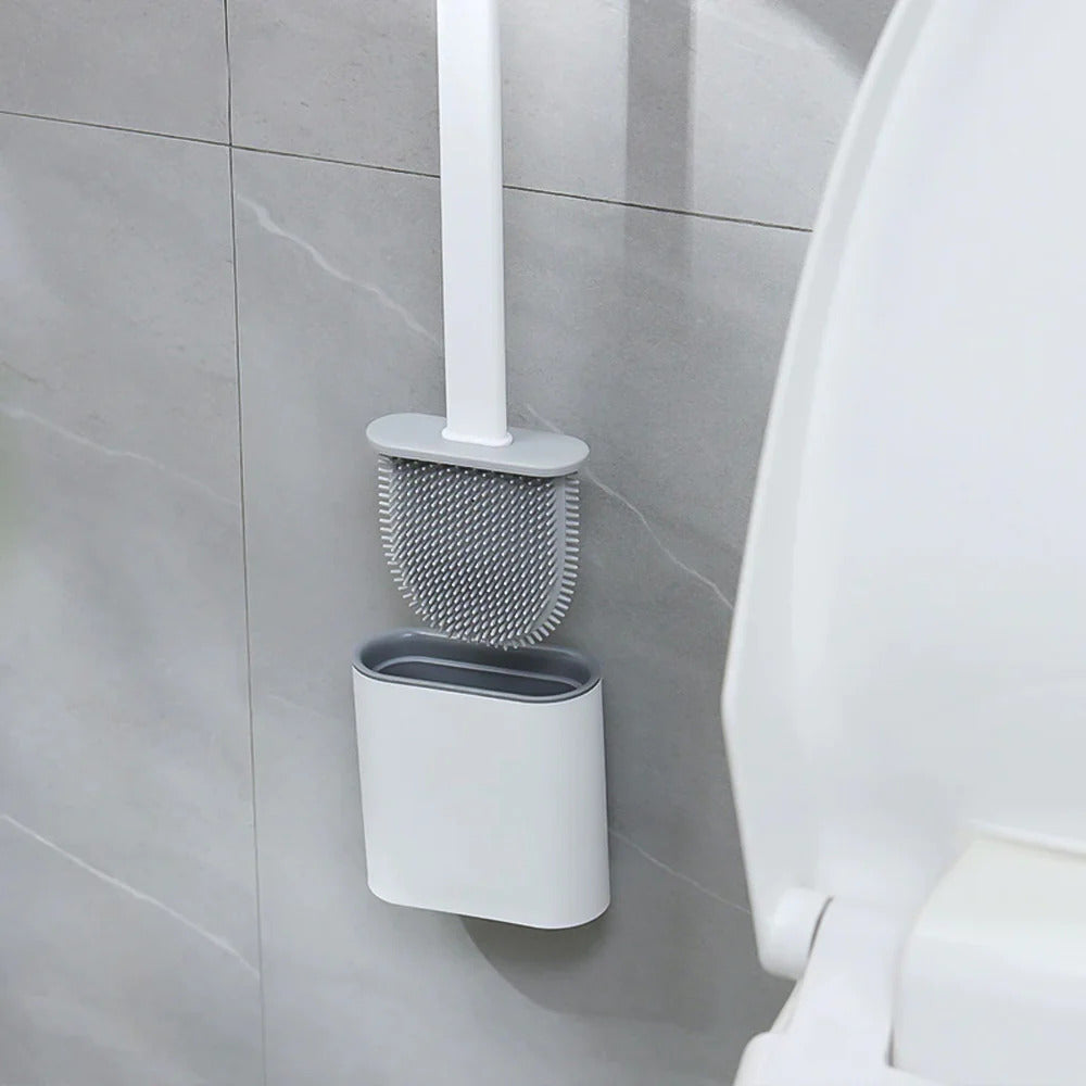 Fleksibel toiletbørste i silikone med vægholder